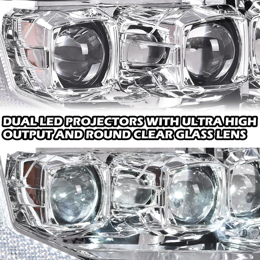 LED DRL Projector Headlights Pair – For 2009-2014 Ford F150 – Double LED, DOT & SAE Approved