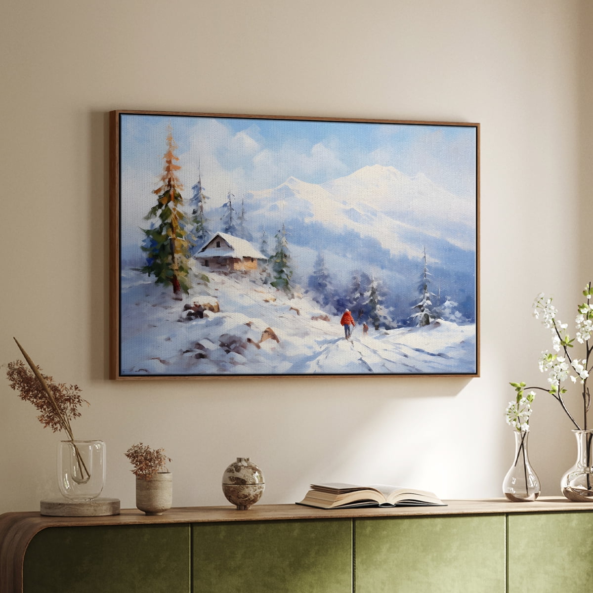 Vintage Landscape-CCXXIII By Wexford Home Framed in Walnut Wood Gallery Wrapped Canvas 17 in. x 25 in.