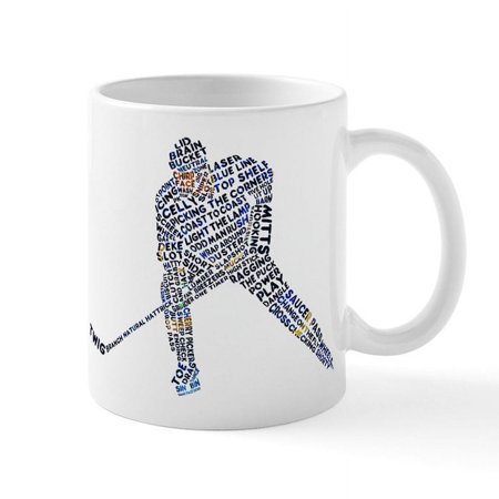 CafePress - Hockey Player Typography Mug - 11 oz Ceramic Mug - Novelty Coffee Tea Cup