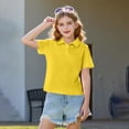 thumbnail image 6 of longantii Girls Polo Shirt Short Sleeve Classic Collared School Shirts Golf Polo Shirts Solid Color Uniform 2026 Summer Clothing Yellow 4-5 Years, 6 of 9