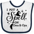 thumbnail image 3 of Inktastic I Put a Spell on Oma and Opa Witch Hat and Broom Boys or Girls Baby Bib, 3 of 4