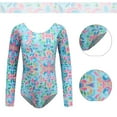 thumbnail image 5 of URMAGIC Kids Tight Jumpsuit Gymnastics Leotards for Toddler Girls Floral Print Athletic Dance Bodysuit Headband Sets, 5 of 7