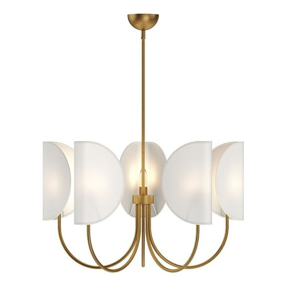 CH450732AGCW-Alora Lighting-Seno - 5 Light Chandelier-19.13 Inches Tall and 32 Inches Wide-Aged Gold Finish-White Cotton Shade Color