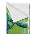 thumbnail image 2 of Sports Soft Flannel Fleece Throw Blanket, Cricket Player Pitching Win Game Champion Team Paintbrush Effect, Cozy Plush for Indoor and Outdoor Use, 50" x 70", Lime Green Turquoise, by Ambesonne, 2 of 5