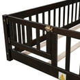 thumbnail image 6 of Miniyam Queen Size Toddler Floor Bed with Fence, Espresso, 6 of 8