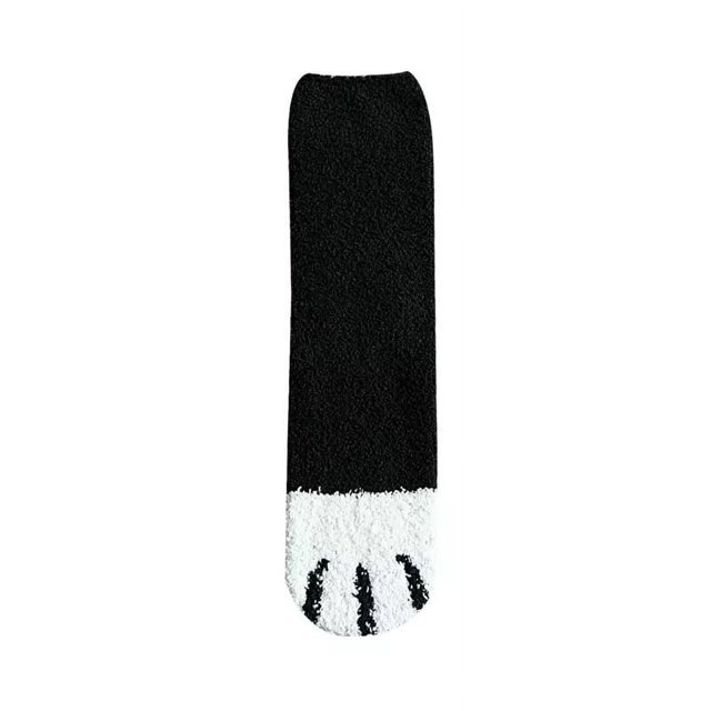 Calcetines de terciopelo de coral para mujer, medias de tubo de otoño e invierno, calcetines de dormir cálidos y gruesos con forma de garra de gato para dormir en el suelo