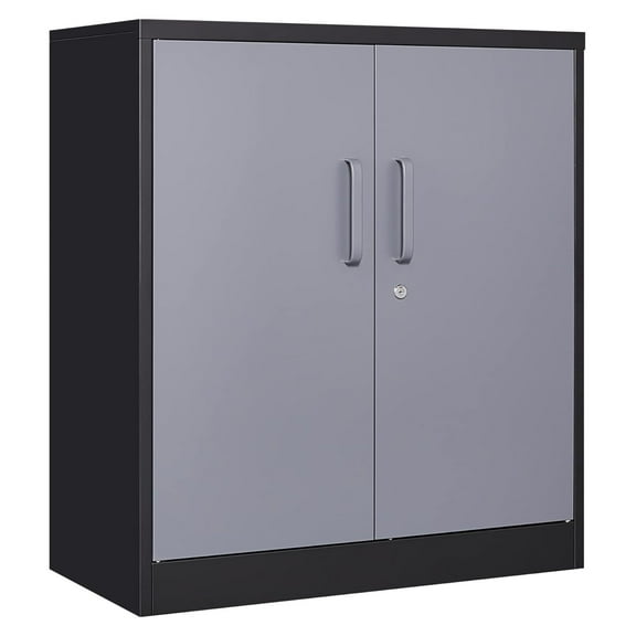 Drevy Metal Storage Cabinet, Storage Cabinet with 2 Doors and Shelves, Metal Cabinet with Lock, Small Lockable Cabinet for Home Office