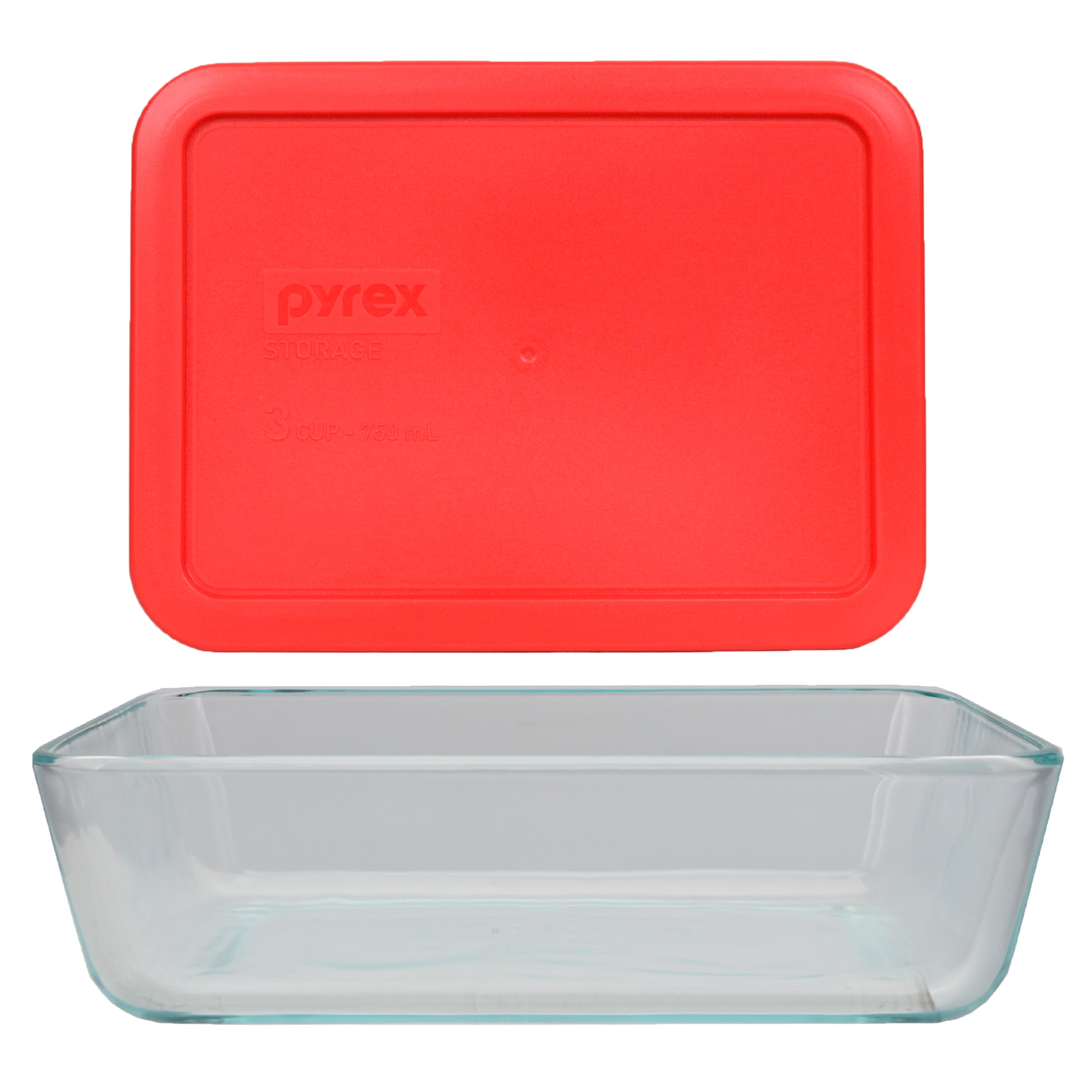Pyrex 7210-PC Rectangle 3 Cup Storage Lid for Glass Dish 1, Red