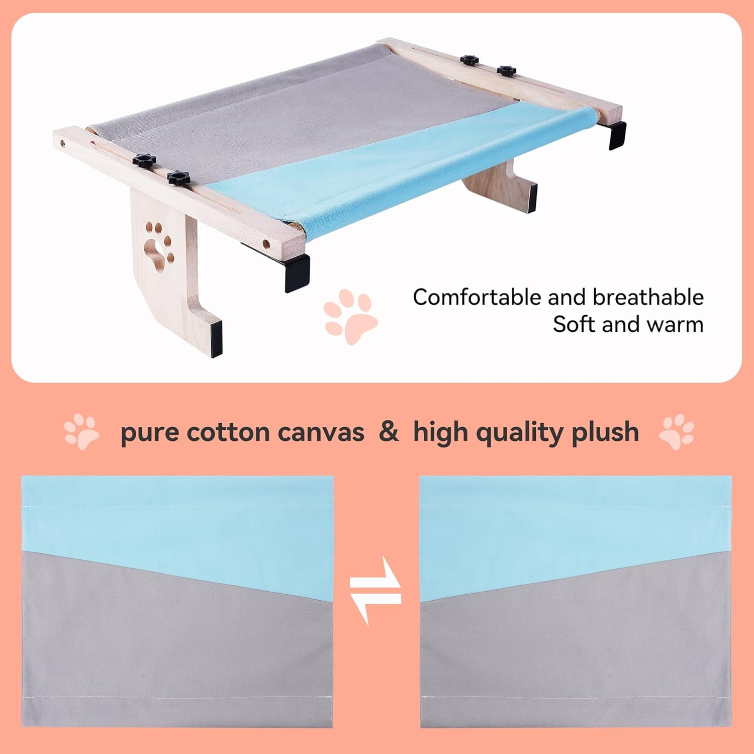 Cat Window Hammock,Cat Window Perch,Cat Window Bed,Easy to Adjust Cat Hammock for Window, Bedside,Drawer and Cabinet