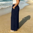 thumbnail image 7 of TaTaai Womens Plus Size Wide Leg Pants High Waisted Side Tie Elastic Drawstring Waist Side Pocket Solid Soft Breathable Linen Trousers for Summer Gift, 7 of 7