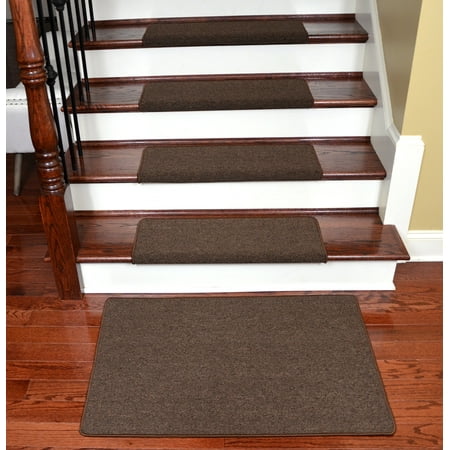 Dean Modern Diy L And Stick Bullnose Wraparound Non Skid Carpet Stair Treads Urban Legend Brown 30 W 15 Plus A Matching 2 X 3 Landing Mat