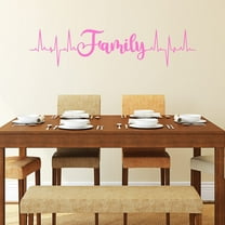 VWAQ Family Heartbeat Line Wall Decal Living Room Home Decor - 4.5"H X 20"W PINK