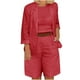 thumbnail image 2 of ICHUANYI Clearance Women's Solid Turndown Collar Long Sleeve Pullover Shirt Tops + Pants Trousers Set(Red, XL) ICHUANYI WER2023080805860, 2 of 6