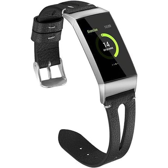 KOMI Watch Bands Compatible with Fitbit Charge 4 / Charge 3 / Charge 3 SE, Slim Genuine Leather Band Replacement Accessories Strap Women Man