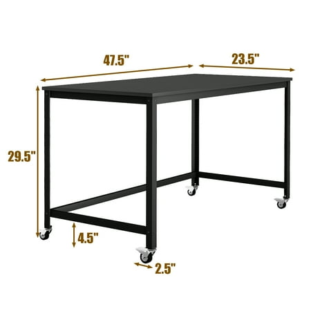 Wood Rolling Computer Desk Laptop Table Study Workstation Metal