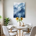 thumbnail image 5 of Blue Forest Mountain Canvas Wall Art Framed Wall Decor for Living Room Bedroom Bathroom, Retro Watercolor Gradual Foggy Pine Tree Canvas Pictures Ready to Hang Decor, 20"x30", 5 of 9