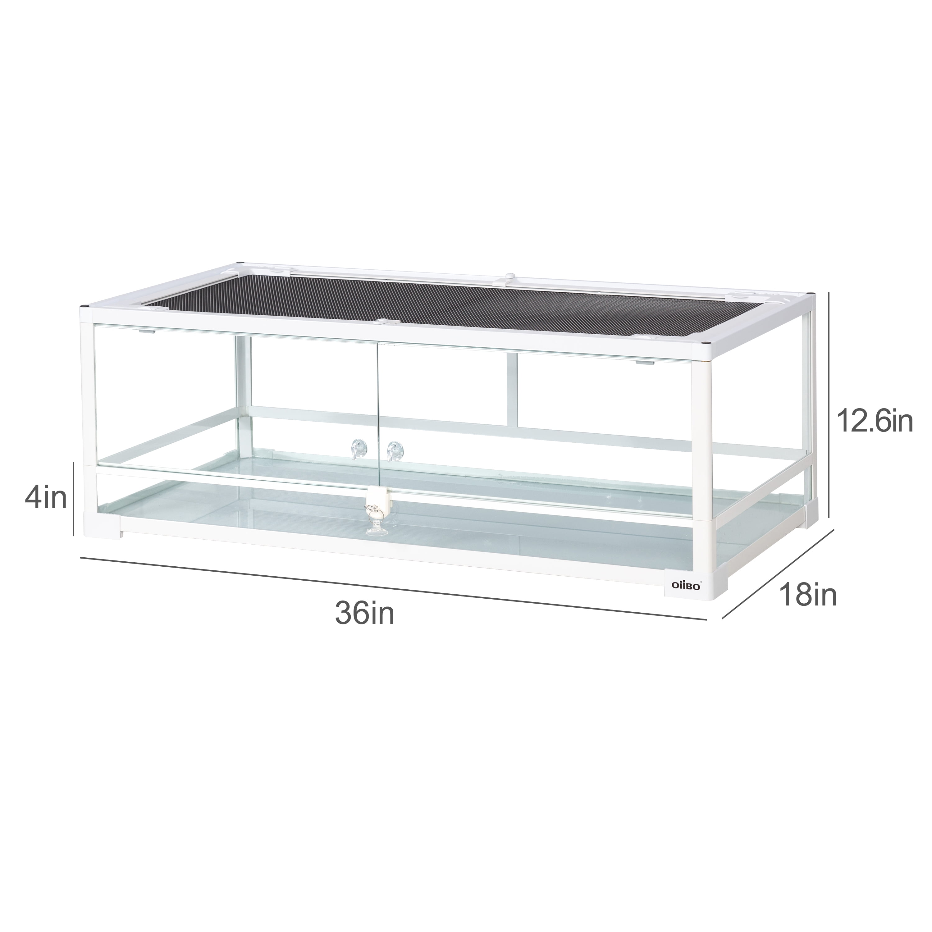 OiiBO Reptile Glass Terrarium with Swing Doors,  36" x 18" x 12.6"(35 gallon), White