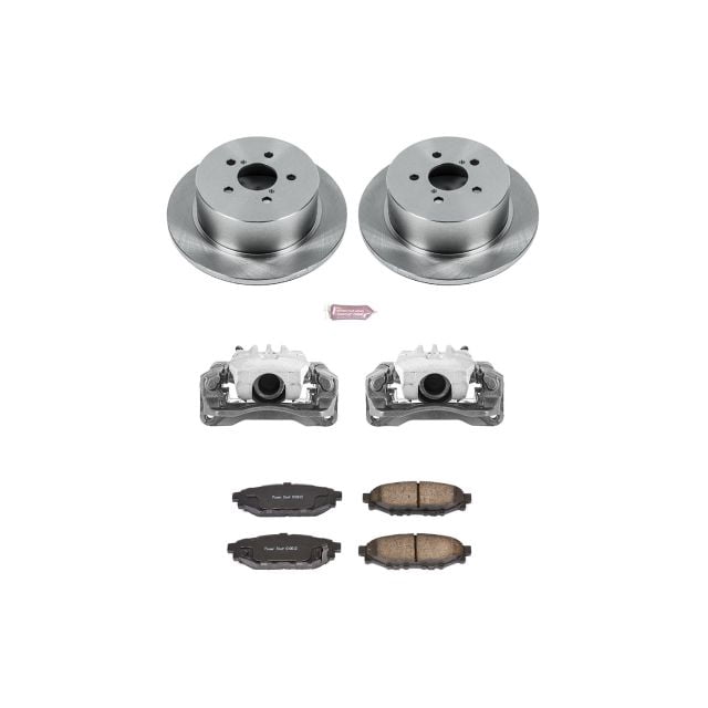 PowerStop Rear Stock Replacement Brake Pad and Rotor Kit with Calipers Fits: SUBARU Select Models KCOE4632A