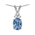 thumbnail image 2 of Star K� Oval 8x6 mm Simulated Aquamarine Rabbit Ear Pendant Necklace, 2 of 7