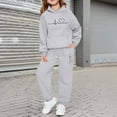 thumbnail image 2 of SGMVNU Girls Sweatsuit 2 Piece Outfits Boys Printed Casual Hoodies Long Sleeve Fashion Sweatshirts and Sweatpants Sportwear Outfit, Size 2-3 Years, Light Gray, 2 of 4