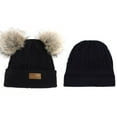 thumbnail image 4 of American Trends Baby Beanie Double Pom Pom Hat Kid Toddler Beanies Knit Baby Girl Winter Hat Caps for Baby Boys Girls 3 Packs Black & White & Gray, 4 of 6