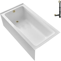 Streamline GA-302-6-PBR 66 in. x 32 in. Acrylic Left-Hand Drain Alcove Bathtub in Glossy White With External Drain in Polished Brass