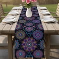 thumbnail image 5 of Boho Floral Cotton Linen Table Runner for Dining Kitchen, Abstract Bohemia Flower Plant Black Wedding Outdoor Party Tablerunners Decoration, Dresser Scarf Coffee Tablecloth Runners 13x90 Inches, 5 of 8