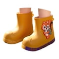thumbnail image 3 of Angala Rain Boots Lightweight Mid Calf Cartoon Appliques Waterproof Wet Weather Outdoor Dailywear Rain Boots Kids Size 3.5-4 Years Yellow, 3 of 7