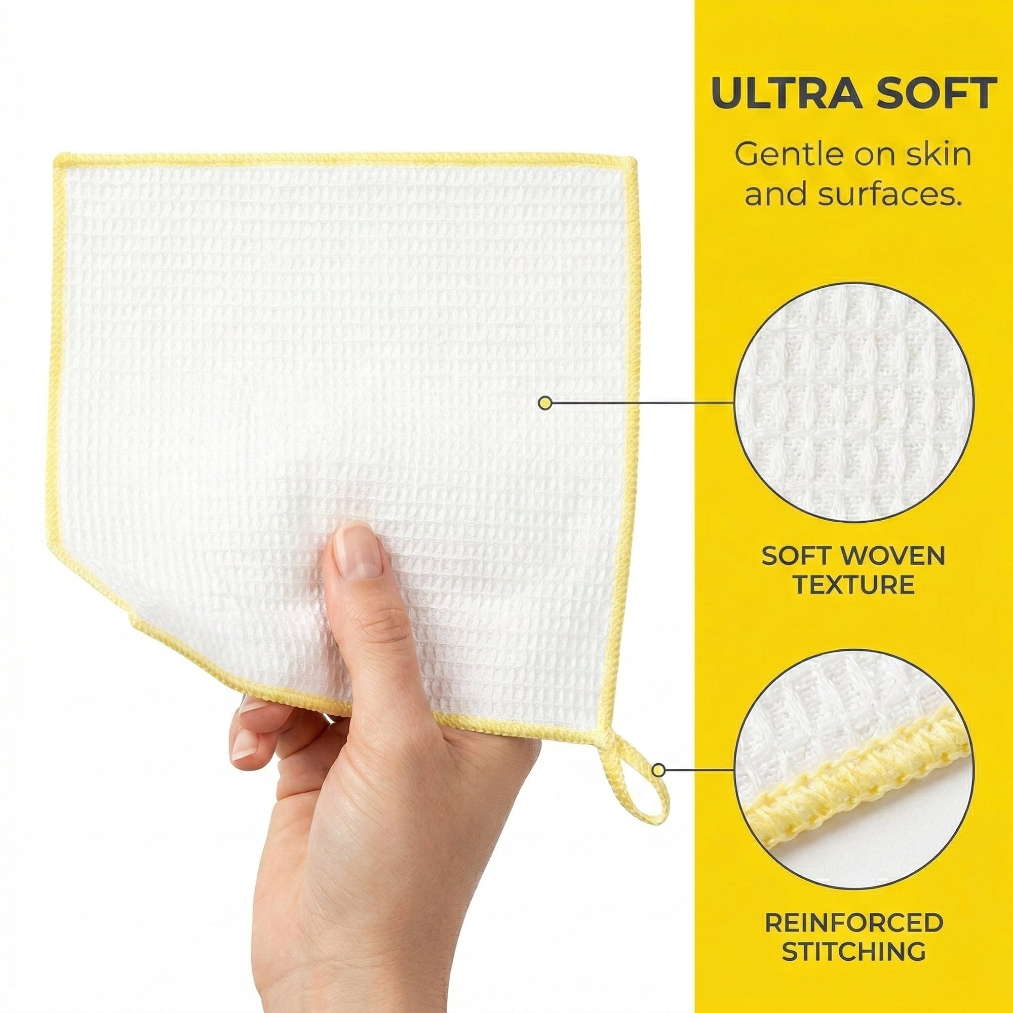 Unique Bargains Wood Fiber Cleaning Cloth Yellow 12" x 12"