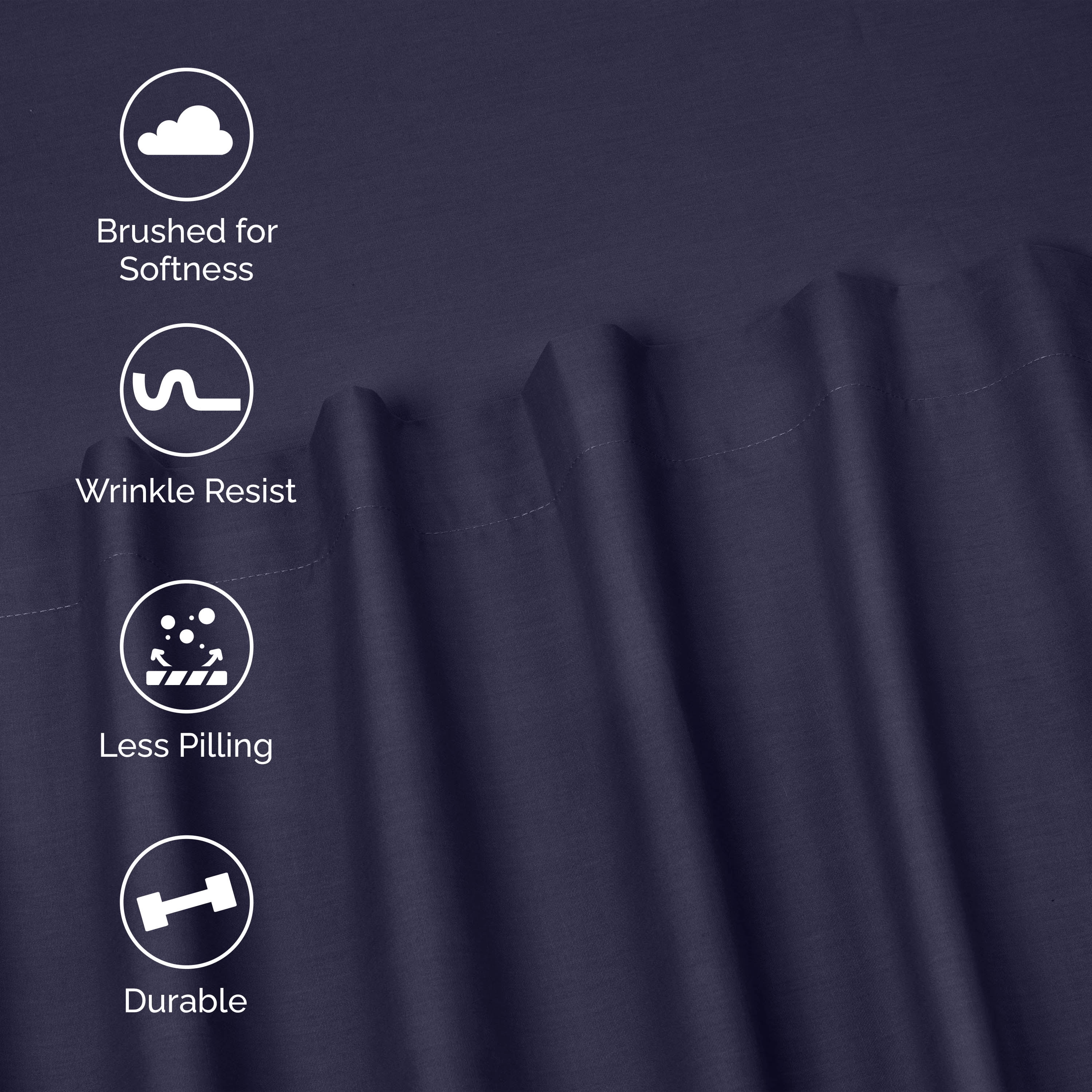 Soft Lightweight Brushed Cotton Blend Bed Sheet Set – 3-Piece Twin XL – Navy