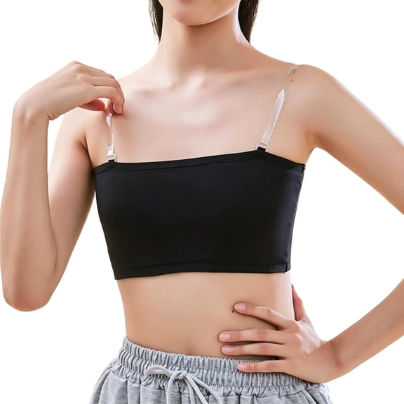 Uobin Girls' Training Bra Seamless Wire-Free Anti- Camisole with Invisible Clear Thin Straps Breathable Training Underwear for 12-15Y