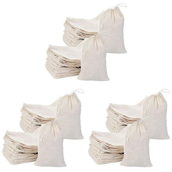 150 Pack Cotton Muslin Bags Multipurpose Drawstring Bags for Tea Jewelry Wedding Favors Storage (4 x 6 Inches)