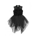 thumbnail image 3 of YiZYiF Kids Girls Asymmetrical Shiny Leotard Dancewear Sleeveless Sequins Tutu Figure Skating Ballet Leotard Dress Black 6, 3 of 5