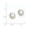 thumbnail image 2 of 14k & Rhodium 5-6mm Button Freshwater Cultured Pearl .05ct Diamond Post Earrings in 14k Yellow Gold w/ Rhodium Plating, 2 of 2