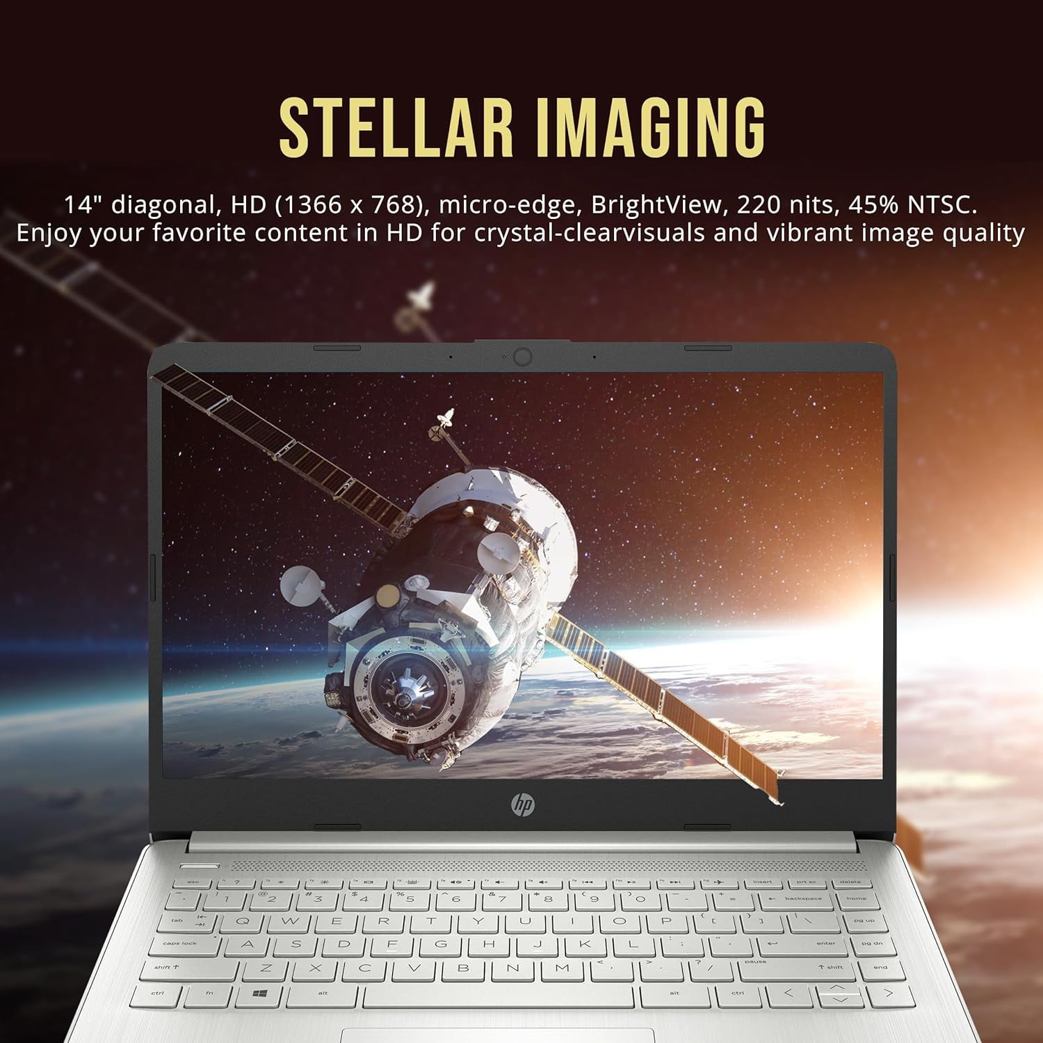 HP Stream 14" HD BrightView Laptop, Intel Celeron N4120, 8GB RAM, 416GB Storage (128GB eMMC + 288GB Docking Station Set), Intel UHD Graphics, 720p Camera, Wi-Fi, 1 Year Office 365, Win 11 S, Silver