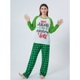 thumbnail image 3 of KelaJuan Christmas Family Pajamas Matching Set Letter Print Long Sleeve Tops and Green Plaid Pants Sleepwear, 3 of 8