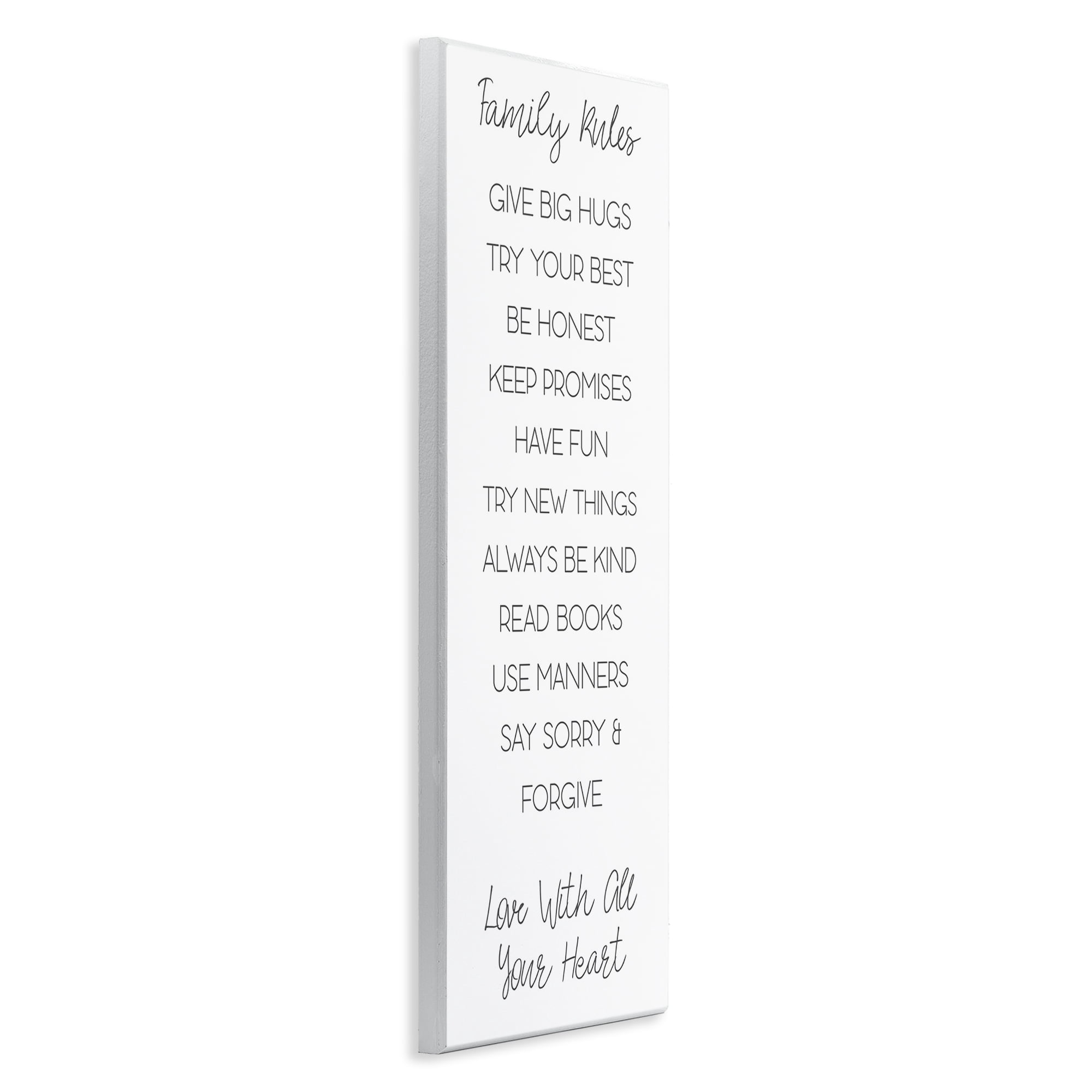 Stupell Industries Minimal Family Rules Typography Painting Unframed Art Print Wall Art, 7 x 17