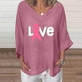 thumbnail image 2 of IROINNID Womens Long Sleeve Tops Summer V-Neck 3/4 Sleeve Print Lounge T-shirt Blouse,Pink, 2 of 5