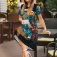 thumbnail image 3 of Lsque Stained Glass Eagle USA Print Women's Casual Dress T-Shirt Summer Short Sleeve Scoop Neck Swing Dresses, 3 of 6