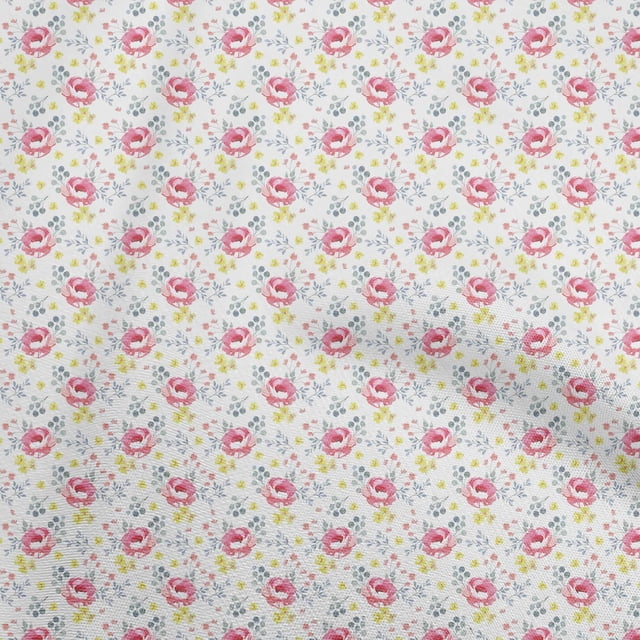 oneOone Rayon White Fabric Florals Sewing Craft Projects Fabric Prints By Yard 56 Inch Wide