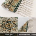 thumbnail image 6 of Green Boho Washable Area Rug 3'x5', Farmhouse Tribal Vintage Tribal Texture Woven Cotton Tassels Kitchen Rugs, Non Slip Indoor Door Mat Throw Carpet for Entryway Living Room Nursery Laundry Room, 6 of 9