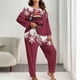 thumbnail image 1 of Conjunto de pantalones y blusa de poliéster para mujer, de manga larga, con estampado de moda, informal, para estar en casa, talla grande, 1 of 4