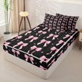 thumbnail image 2 of Manfei Kawaii Stars Bow Knot Zipper Full Size Comforter Sets with Fitted Sheet and 2 Pillowcases,Girls Cute Ribbon Bow Tie Zipper Bedding Set,4pcs,Pink Reversible, 2 of 6