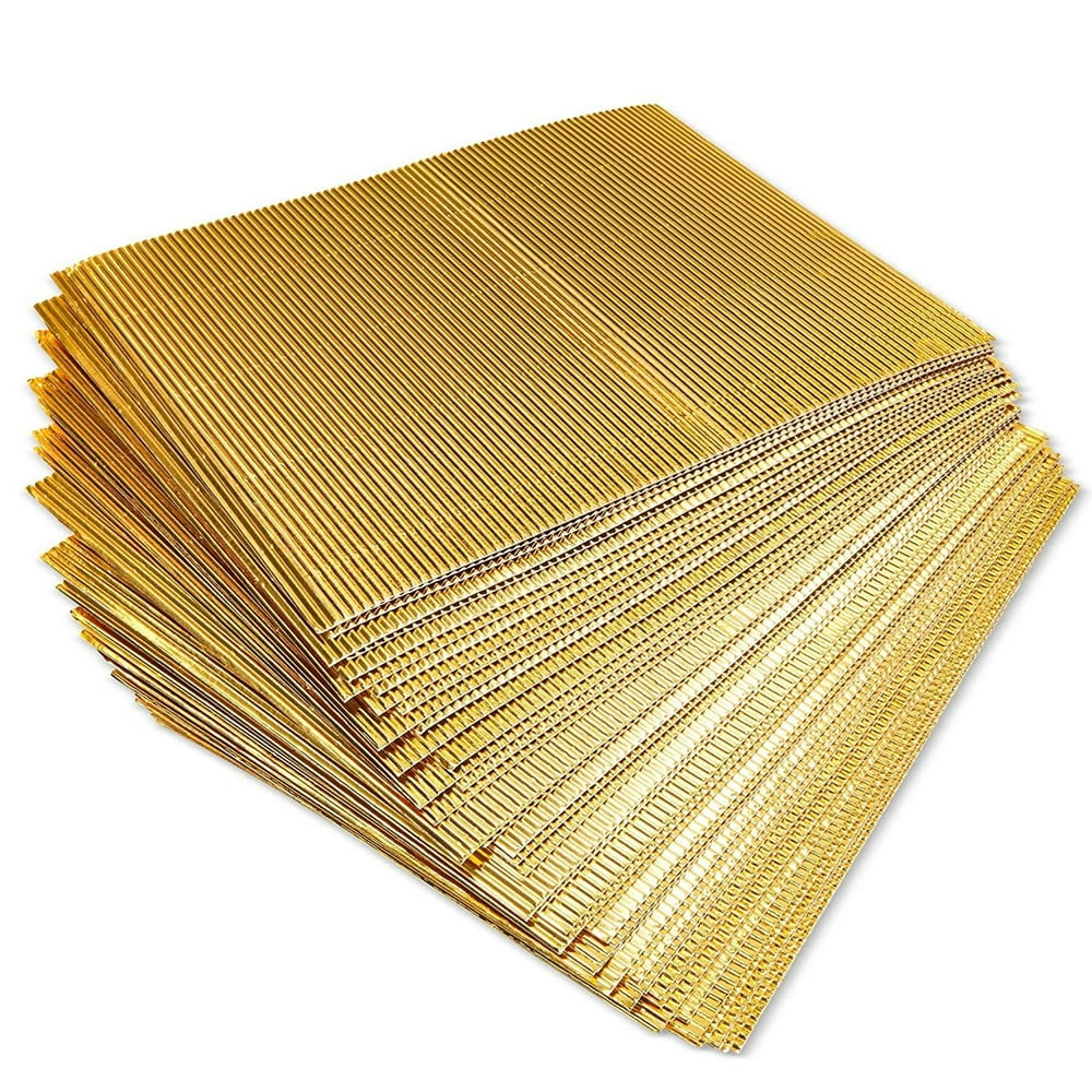 48 Packs Metallic Corrugated Cardboard Paper Sheets for DIY, Crafts
