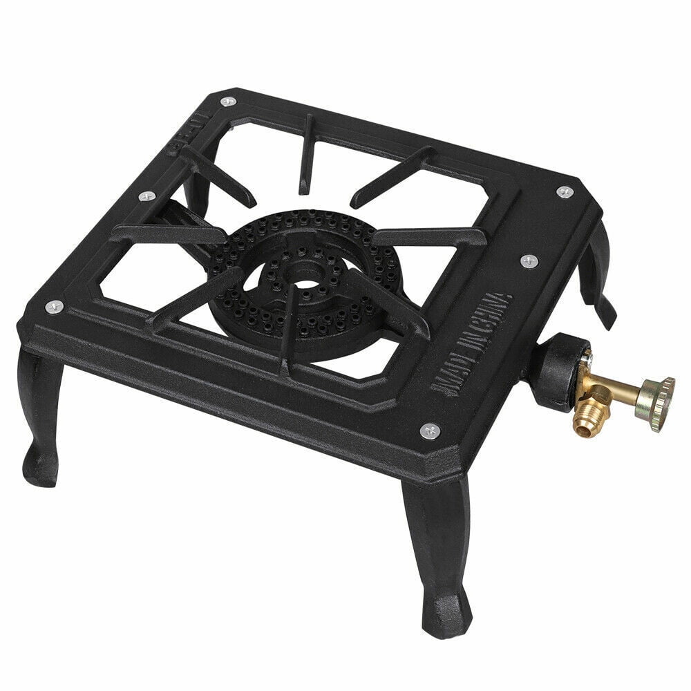 Single Burner Camping Stove Cast Iron Propane Gas LPG Outdoor Camping BBQ Cooker with Regulator Hose