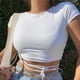 thumbnail image 1 of Puntoco Moda Casual Mujer Manga corta Sólido O-cuello tops Señoras Camiseta corta Camiseta Puntoco Puntoco-4957, 1 of 9