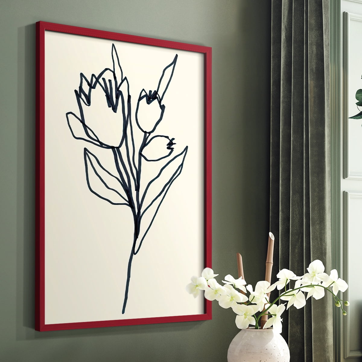 Floral Marker II in Paper Solid Wood 8 x 10 Framed Print