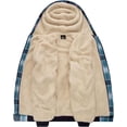 thumbnail image 3 of SPEEDRUN Men's Hoodies for Men Plaid Flannel Jacket Warm Sherpa Fleece Lined Coat Winter Full Zip Up Sweatshirt Light Blue 3XL, 3 of 5