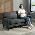 thumbnail image 2 of HOMCOM Mid Back Loveseat with Wood Leg 2 Seater Sofa Couch, Dark Grey, 2 of 10