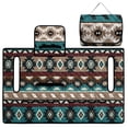 thumbnail image 3 of SEANATIVE Golf Cart Seat Covers with 4 Storage Pockets, Fits EZGO TXT/RXV, Club Car DS/Precedent, Yamaha 2-Person Golf Cart Accessories, Portable Foldable Design, Teal Aztec Print Brown, 3 of 7
